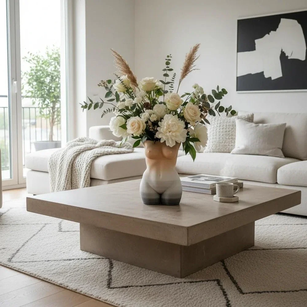 3D Printed Multi-Tonal Body Vase - Modern Abstract Feminine Form‎ Decor